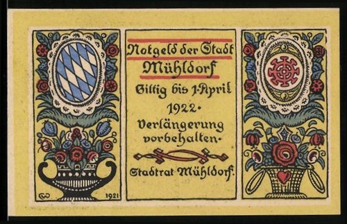 Notgeld mühldorf 1921 pf - notgeld,