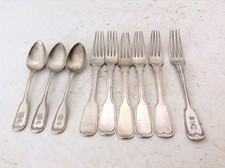 9 antike Besteckteile, Silber Augsburger Faden, Adelskrone von Seydewitz