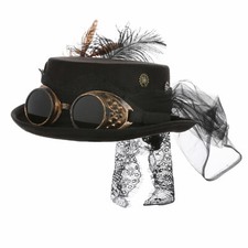KarneLux Steampunk Zylinder Damen Hut mit Brille als Kostüm Accessoire Karneval