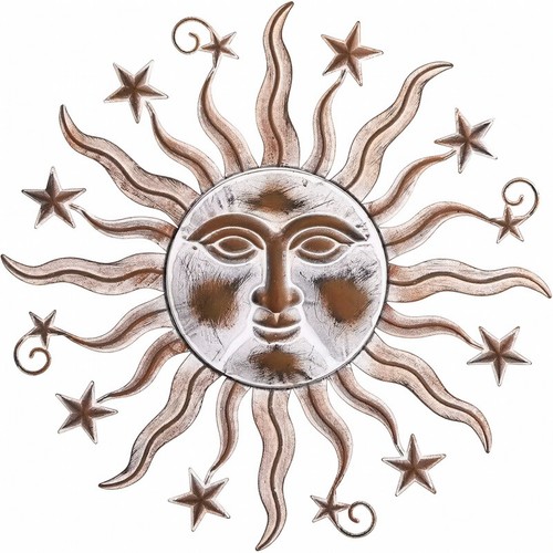 Sonne aus metall mit - mit, gesicht