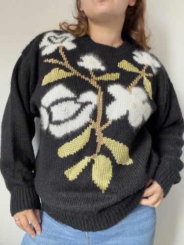 Vintage blumen strickpullover - vintage,