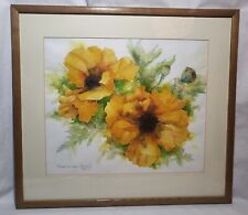 Stillleben Aquarell Floral gelb Blumen Gemälde Vintage Marianne Mai 98