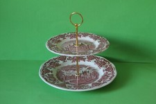 zweistöckige Etagere Teller Enoch Wedgwood Royal Homes of Britain Rot 052222