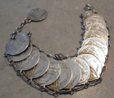 Münzen Armband Schmuck französische Motive silberfarben Karabinerversc. Nr. 3764