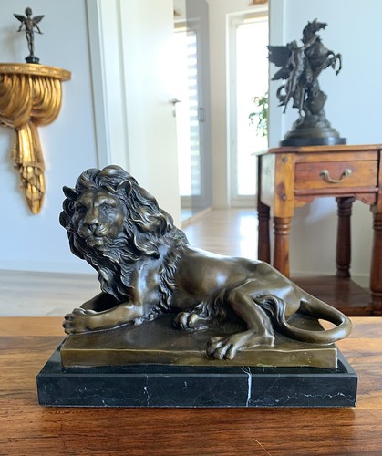 Bronzefigur löwe raubkatze - bronzefigur,