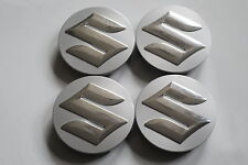 4 Nabenabdeckungen/Radkappen für Alufelgen von Suzuki in silber/chrom