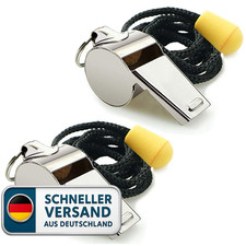 Edelstahl-Pfeifen mit Umhängeband | Lauter Klang | 120dB