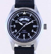 IWC Uhr Fliegeruhr UTC TZC Black Dial Tritium Spitfire Lederband GMT
