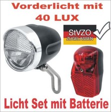 Batteriebetrieben LED Fahrradlicht Set 40 Lux Vorderlicht+ Rücklicht Beleuchtung