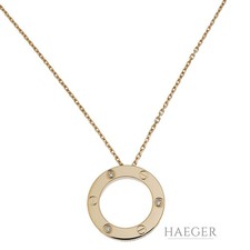 Cartier Love Kette mit drei Diamanten 42 cm Gelbgold 750/ 18 Karat 0,03 ct
