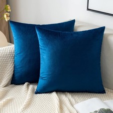 EMEMA Samt Kissenbezüge 2er Set – 50x50 cm, Dunkelblau, Sofa & Schlafzimmer