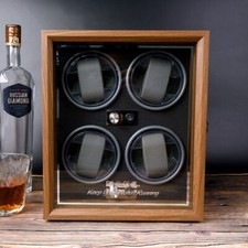 LED Automatik Uhrenbeweger Uhrenbox Uhrenkasten Watch Winder Box Holz für 4 Uhr