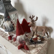 5 tlg. Weihnachtsdeko ? Elch ~ Stern ~ 2x Wichtel ~ Metall Schlitten ? wNEU