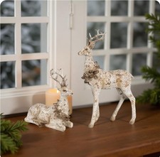 Deko 2er Set Hirsch Figuren 12 & 20cm Clayre & Eef Beige Weihnachten Herbst