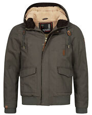 Herren Winterjacke Gefüttert Kapuze Teddyfell Dunkelgrau XL V938 R7-C