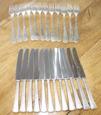 Dessertbesteck 12 Messer 12 Gabeln Alpacca AKD 90 artdeco um 1930 Hotelsilber