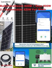 Balkonkraftwerk 840/800 W Solaranlage Full Black Steckerfertig WIFI Deye M80