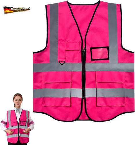 Warnweste pink unisex mit