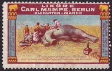 Berlin, Likörfabrik „Carl Mampe“ Elefanten-Marke X. 1913, Werbemarke