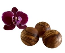 3er Set Dekokugeln Olivenholz