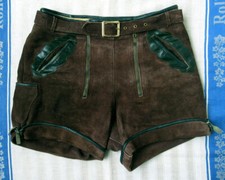 BRAUNE LEDERHOSE - KRACHLEDERNE - KURZ - BW 39 cm - VINTAGE - FRI-KLU - GR. 46