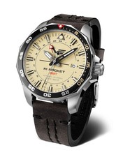Vostok Europe Rocket N1 225A713-L Automatikuhr Beige Lederband Braun 46 mm