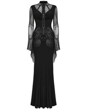 Punk Rave Lang Gothic Spitze Verzierung Abend Maxi Kleid