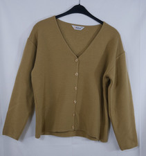 Damen WUNDERSCHÖNE Strickjacke Beige-Braun mit MERINOWOLLE Größe 44/46 TOP!