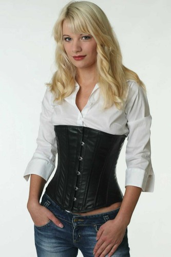 Korsett corsage leder schwarz - korsett,