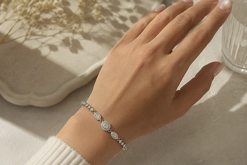 Armband silber zirkonia - zirkonia, rund