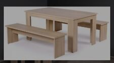 Esstisch mit 2 Sitzbänken und 2 Hockwr plus Klemmkissen