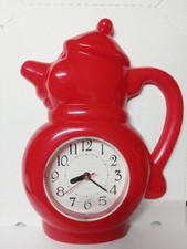 Kaisers Kaffee Kaffeekanne Uhr Werbung Reklame Rot Plastik,  sehr selten