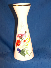 Plankenhammer-Floss Porzellan Vase Bad Zwischenahn, Feldblumen-Dekor, H. 15,8 cm