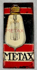 METAX BLECH TÜRSCHILD GLÜHLAMPE ZIPFELBIRNE ORIGINAL 1910-20 REKLAME SCHILD