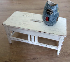 Vintage Schemel Fußbank Fußhocker Jugendstil Holz weiß Shabby Chic Landhaus