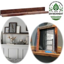 XL Holz Wandregal Bilderregal 60cm Braun ♻️ Recycelt Bilderrahmenleiste Ablage