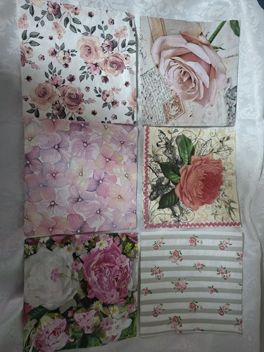Papier servietten geblümt - 6x, papier-servietten