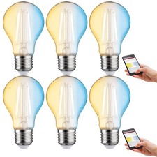 6x Paulmann Smart LED Filament Birne 4,7W E27 klar CCT 2200-6500K dimmbar Zigbee