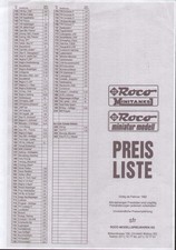 ROCO Katalog 1992 Preisliste