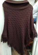 poncho damen,L ca100cm,B ca50cm,Braun,Polyester,Strickoptik