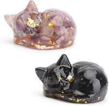 2 er Katze Figur, Amethyst