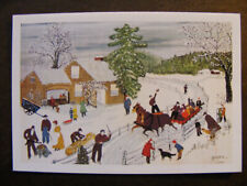 Postkarte Ansichtskarte Weihnachten Kinder alt Winter Landschaft Schlitten Moses