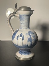 18th Century German Fayence Enghalskrug Beer Jug, Frankfurt/Hanau ca. 1760
