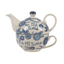 Sass & Belle Blue Willow Floral Tea Time is Me Time For One Teekanne Geschenkbox