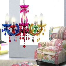 Deckenleuchte Kronleuchter Pendellampe Kristall bunt Luster Hängelampe 128x44cm