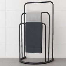 Handtuchhalter Handtuchständer Badregal Schwarz 3 Ablagen Freistehend Trockner