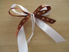 4 Deko Schleifen -Weiß /Braun