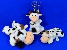 3 x NICI KUH Farm Friends Plüsch schwarz weiß gefleckt Schlüsselanhänger Sauger
