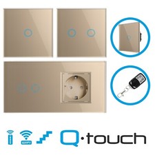 Glas Touch Schalter Wechselschalter Kreuzschalter Dimmer Wi-Fi Schuko Steckdose