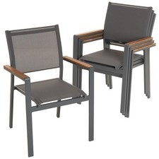 4er Set Gartenstuhl Stapelstuhl Terrassen-Stuhl anthrazit Aluminium Teslin